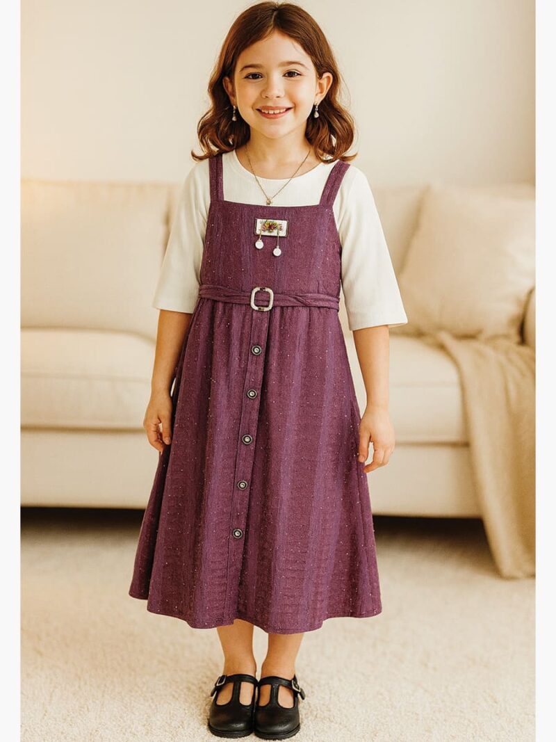 KG-TP-BMW-01-PP-10-11Y-03-F KIDS Cotton Striped Frock – Purple