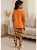 KNS-SABBNA-01-OR-2-3Y-01-T-B Girls Cotton Printed Night Suit Set - Orange