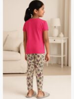 KNS-SABBNA-01-RBY-2-3Y-08-T-B Girls Cotton Printed Night Suit Set -Raspberry