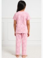 KNS-SABBNA-03-PK-12-13Y-03-T-B Girls Cotton Printed Night Suit Set - Pink