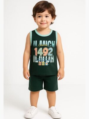 Boys Cotton Sleeveless Tank Top - Green
