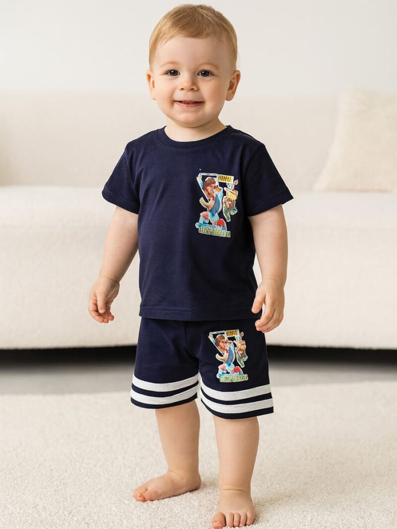 Boys Cotton Shorts 3-Pack - Olive Green , Peach , Navy Blue