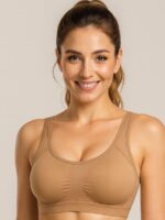 WB-KNOX-06-TN-S-05-F Women’s Cotton Seamless Sports Bra – Tan