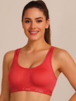 Women’s Cotton Seamless Sports Bra – Cerise