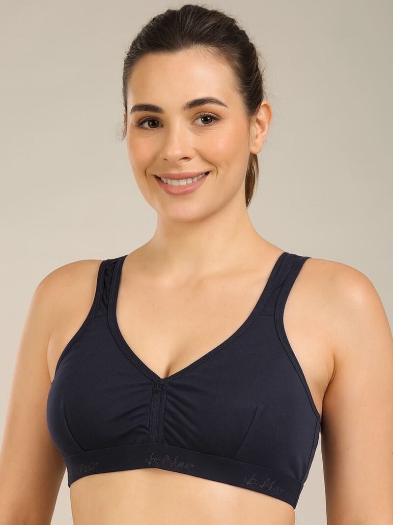 WB-V-MAX-01-NB-M-09-F Women’s Cotton Seamless Sports Bra – Navy Blue