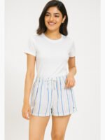 Women’s Cotton Striped Lounge Shorts – Blue