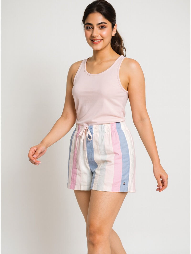Women’s Cotton Striped Lounge Shorts – Multicolour