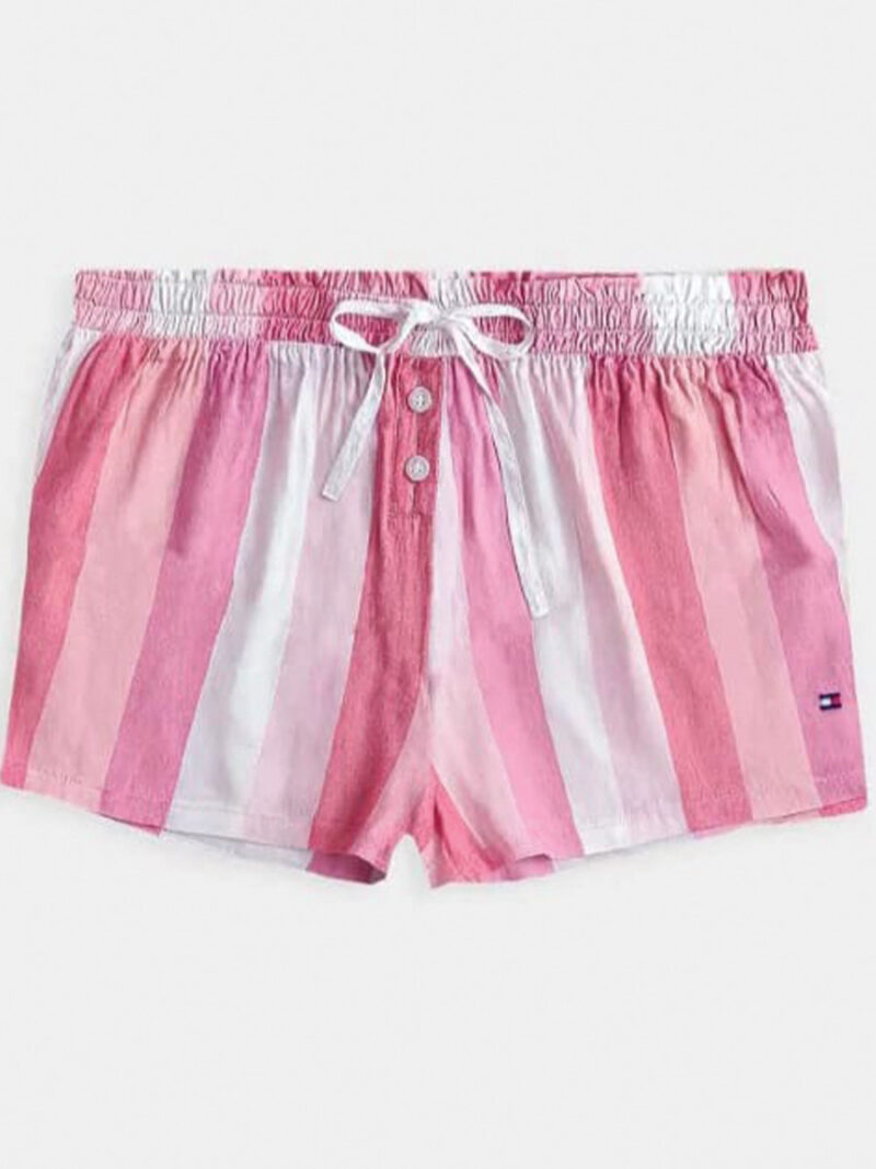 Women’s Cotton Striped Lounge Shorts – Pink