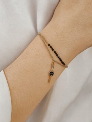 Women's Gold Double Layer Watch Charm Bracelet