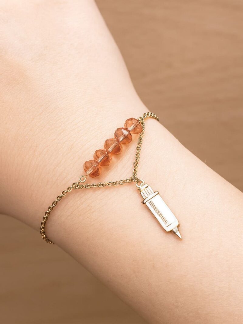 WJ-WP-BR04-PC-02-F Women's Gold Double Layer Watch Charm Bracelet