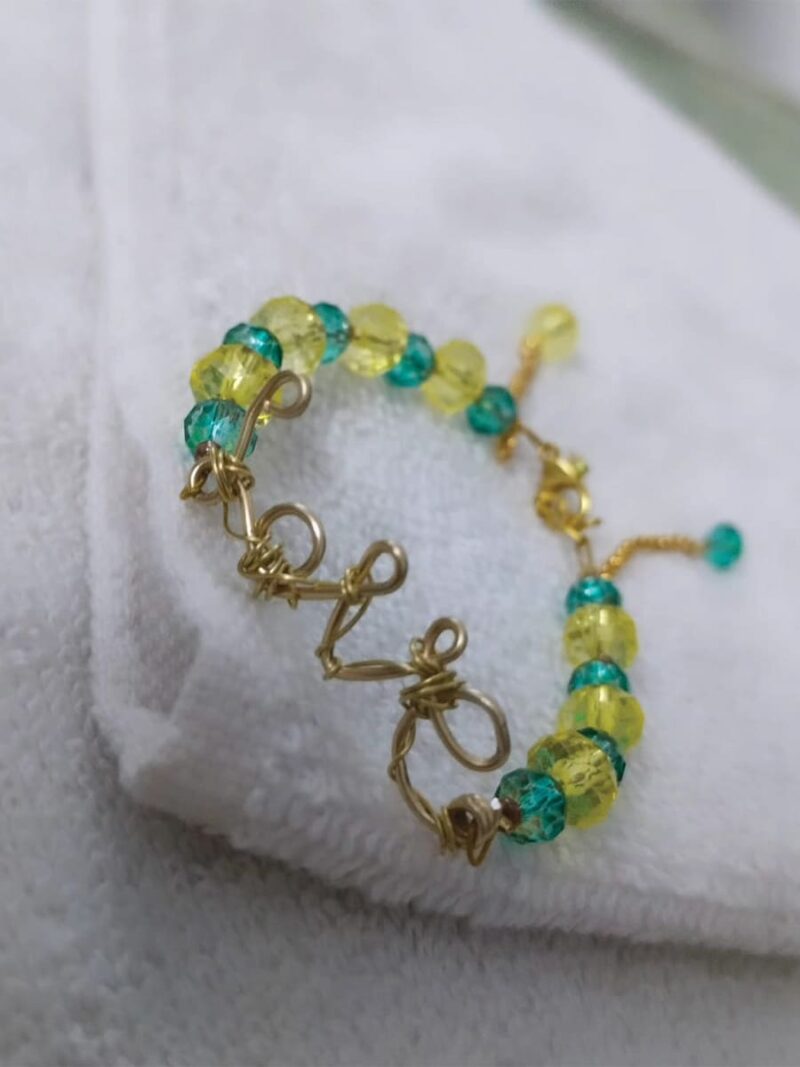 Women's Love Gold Crystal Bead Bracelet