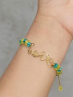 Women's Love Gold Crystal Bead Bracelet