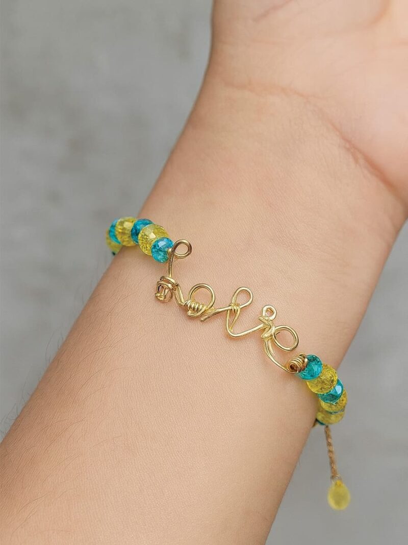 Women's Love Gold Crystal Bead Bracelet