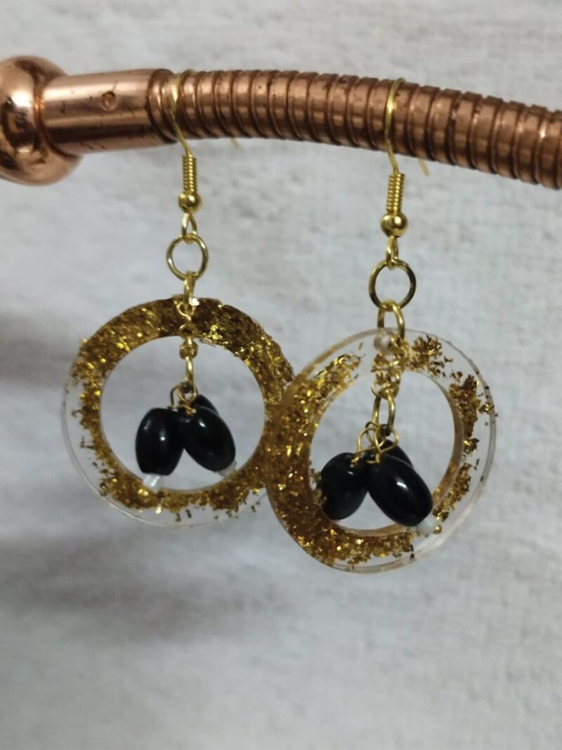 Women's Gold Glitter Resin Hoop Earrings