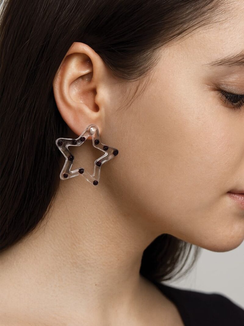 Women's Clear Star Resin Stud Earrings