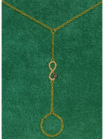 WJ-WP-HC09-WH-01-B Women’s Gold Infinity Evil Eye Hand Chain Bracelet