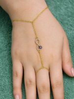 WJ-WP-HC09-WH-01-F Women’s Gold Infinity Evil Eye Hand Chain Bracelet