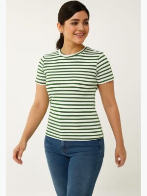 Women's Cotton Ringer T-Shirt - Olive Green