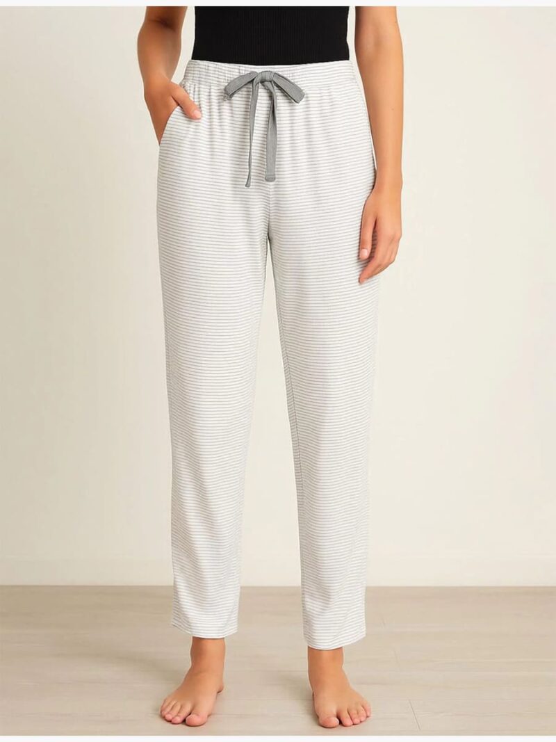 Women’s Cotton Striped Lounge Pant – White