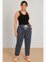 Women’s Cotton Striped Lounge Pant – Black