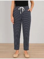 Women’s Cotton Striped Lounge Pant – Black