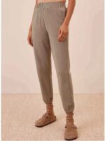 WP-WJ-W13182MXF1-05-BR-M-02-B Women's Cotton Joggers - Brown