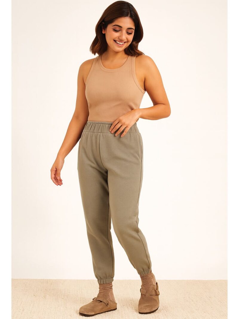 WP-WJ-W13182MXF1-05-BR-M-02-F Women's Cotton Joggers - Brown