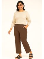 WP-WP-W13182MXA5-06-BR-XXXL-03-F Women's Cotton Flared Pants - Coffee Brown