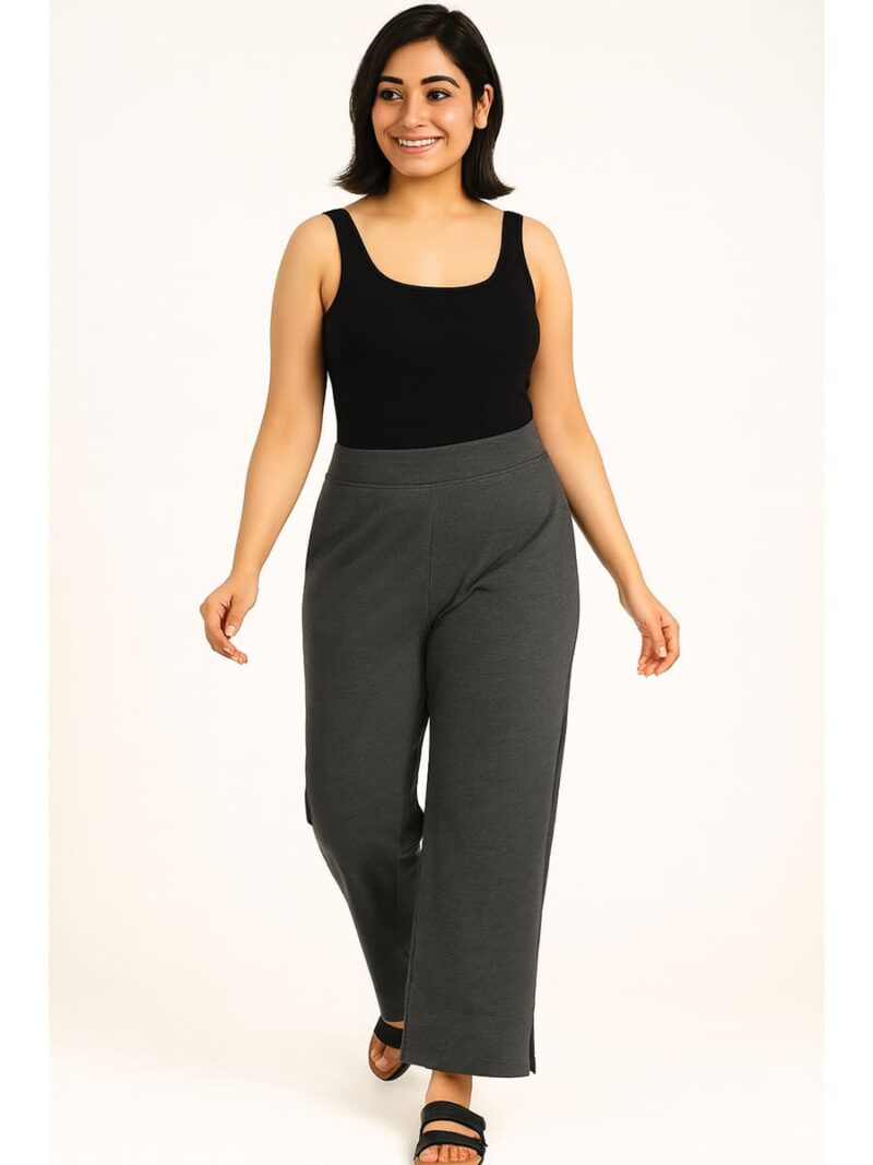 WP-WP-W13182MXA5-06-GY-L-01-F Women's Cotton Flared Pants - Gray