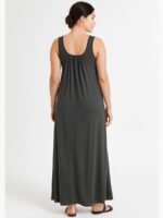 Women's Full-Length Cotton Slip Nightdress – Black