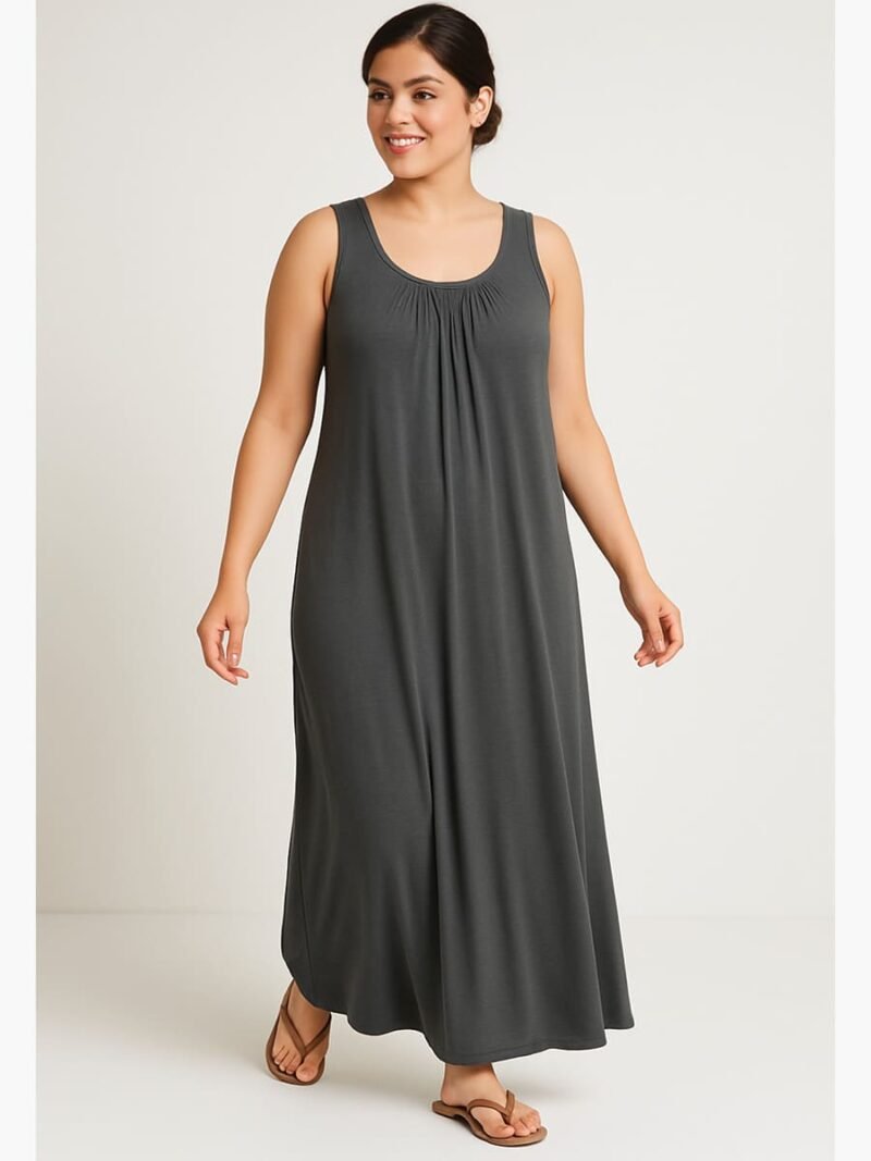 Women's Full-Length Cotton Slip Nightdress – Black