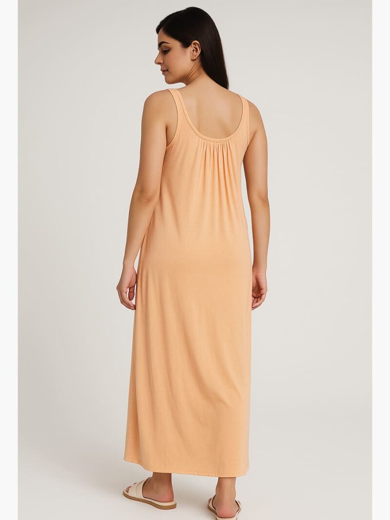 Women's Full-Length Cotton Slip Nightdress – Peach