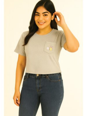 Women’s Cotton Textured Crop Top - Silver