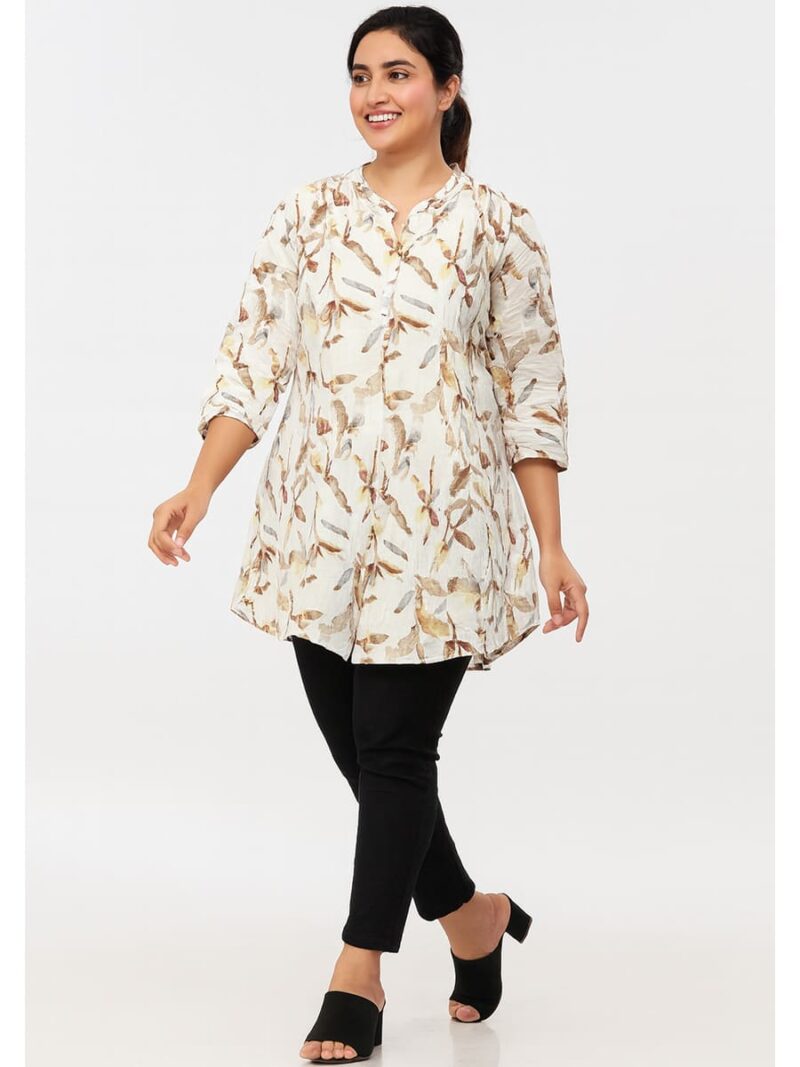 WTOP-RC-05-BR-XL-04-F Women’s Cotton Printed Tunic Top – Brown