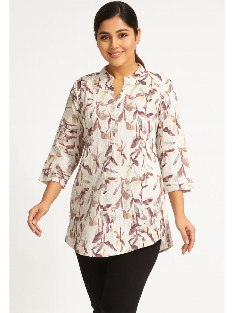 WTOP-RC-05-BU-XL-02-F Women’s Cotton Printed Tunic Top – Burgundy