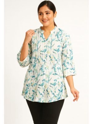 Women’s Cotton Printed Tunic Top – Turquoise