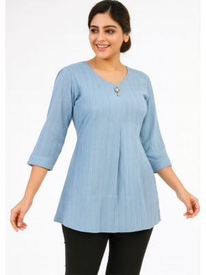 Women’s Cotton Textured Top – Blue