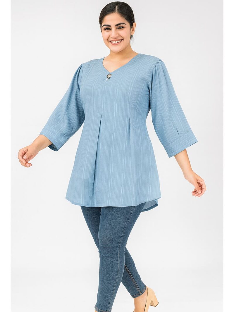 Women’s Cotton Textured Top – Blue