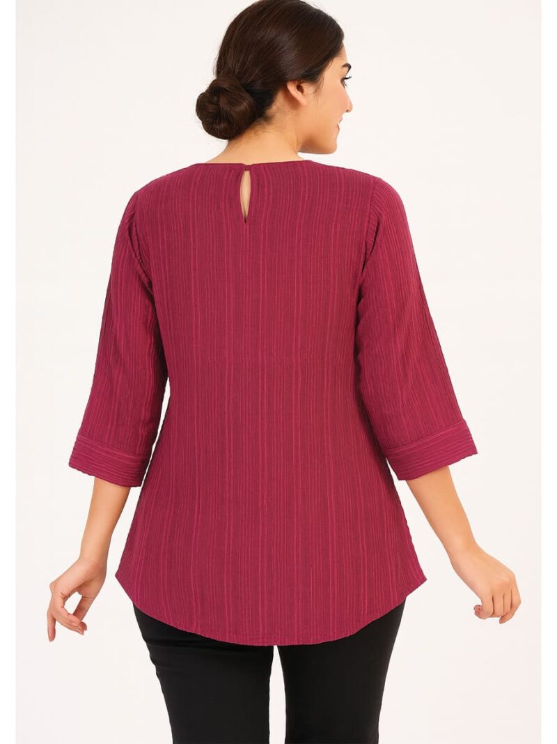 Women’s Cotton Textured Top – Maroon
