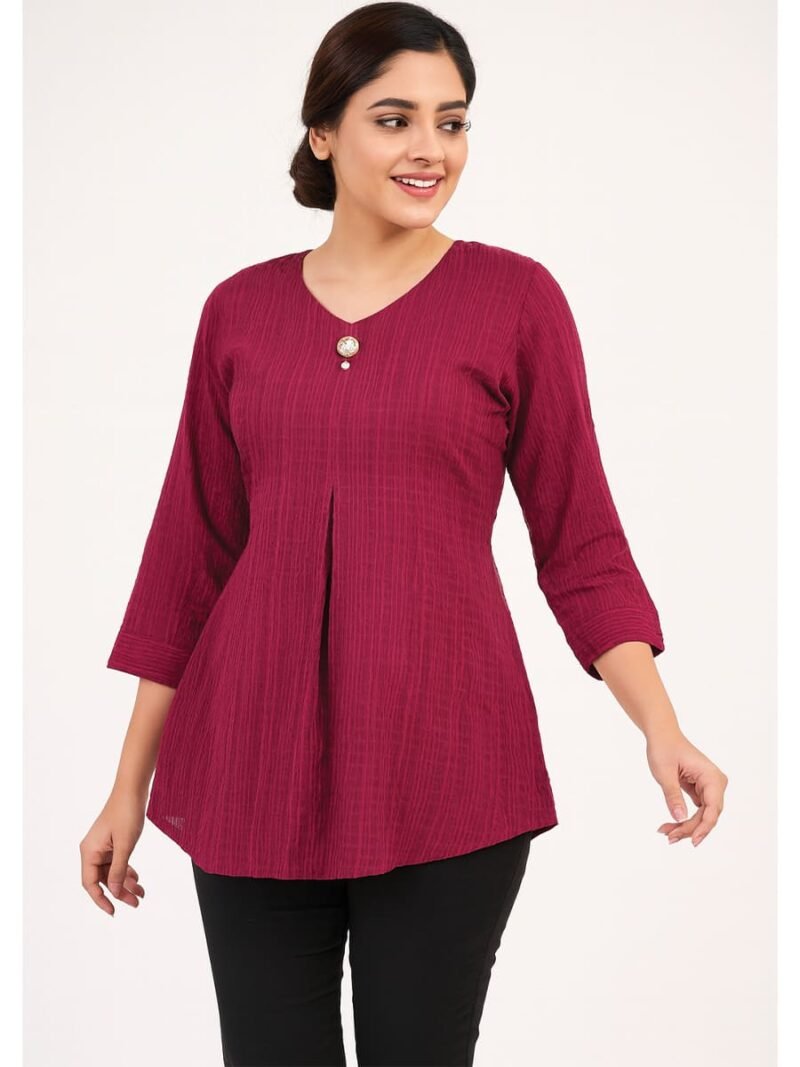 WTOP-SHRADHA-01-MR-XXL-02-F. Women’s Popcorn Textured Top – Maroon
