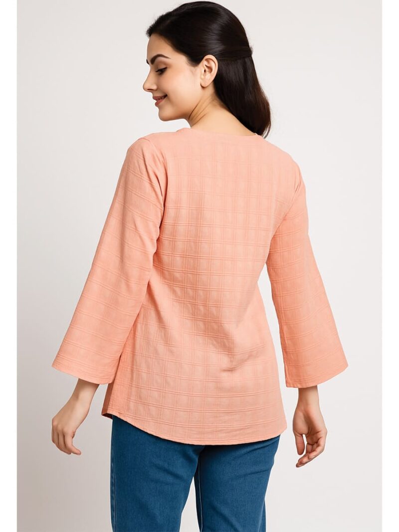 Women’s Cotton Textured Top – Peach