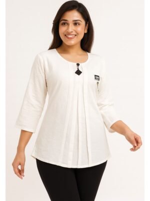 Women’s Popcorn Textured Top – White