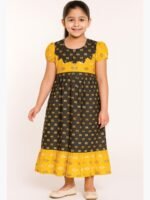 KG-NY-01-02-CF-6-7Y-F Girls Cotton Nighty Printed - Coffee