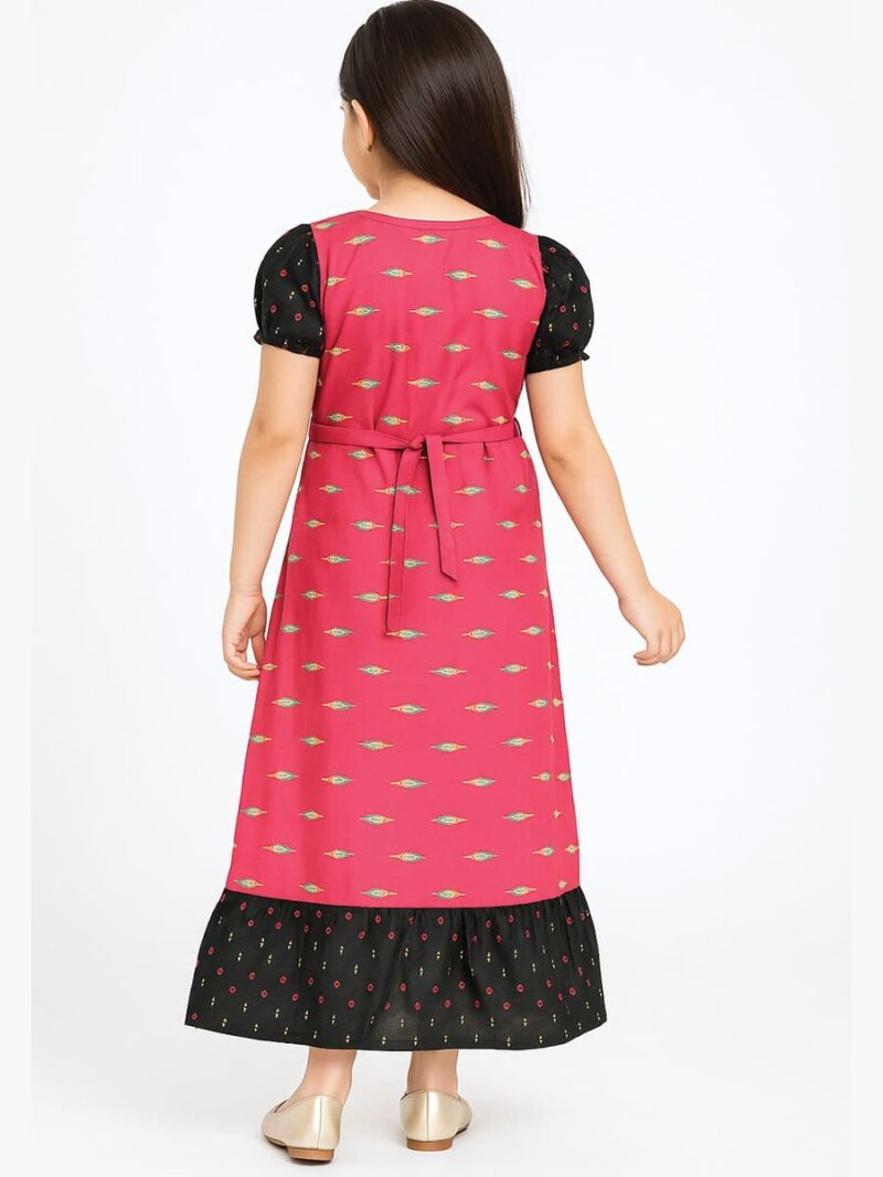 Girls Cotton Nighty Printed - Raspberry