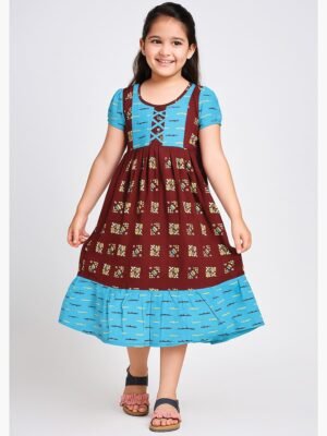 Girls Cotton Nighty Printed - Maroon