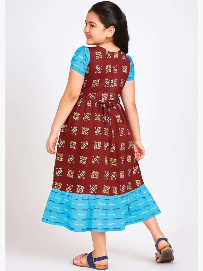 Girls Cotton Nighty Printed - Maroon