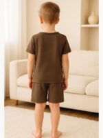 Kids’ Cotton Shorts Set – Coffee