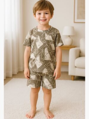 Kids’ Cotton Shorts Set –Ash Gray