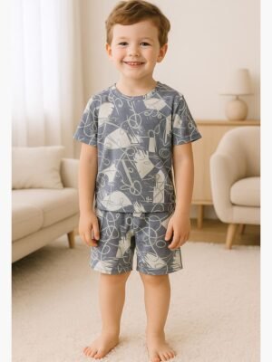 Kids’ Cotton Shorts Set – Gray