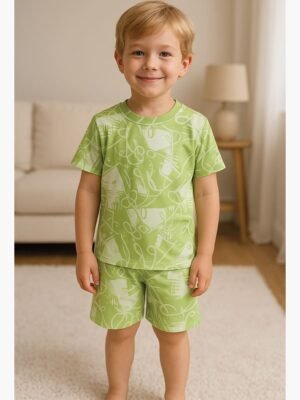 Kids’ Cotton Shorts Set – Mint Green